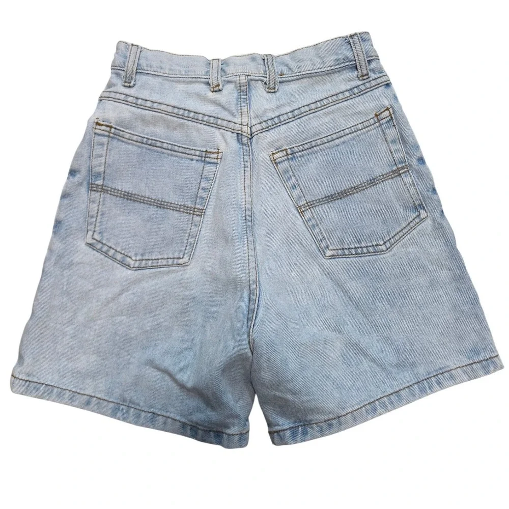 Vintage Light Wash High Waisted Denim Bermuda Shorts Light Blue Relaxed Fit